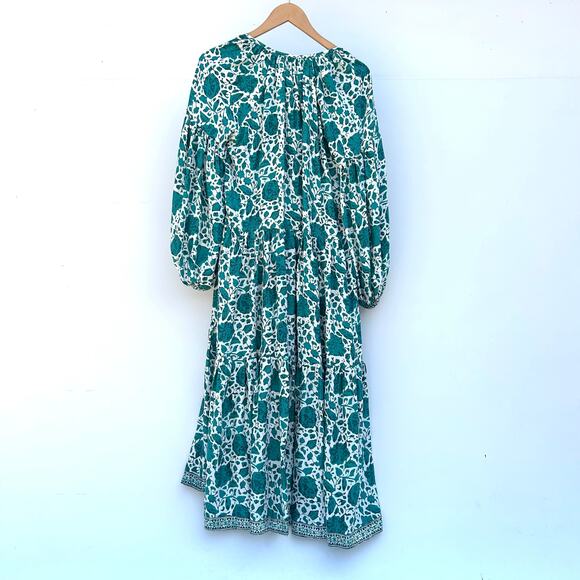 Natalie Martin Briana Maxi Silk Dress Long Geranium Jade Turquoise XS Small - Picture 3 of 10